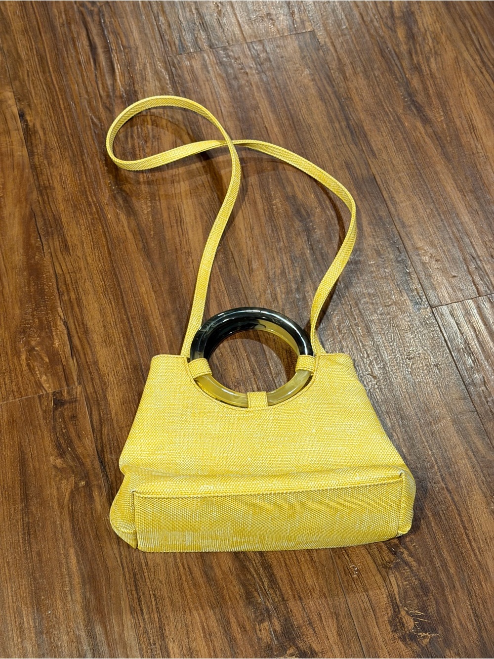 Yellow Circle-Handle Crossbody Bag
